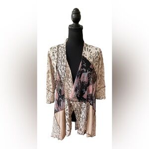 Mix Print Stitched Lace Cardigan